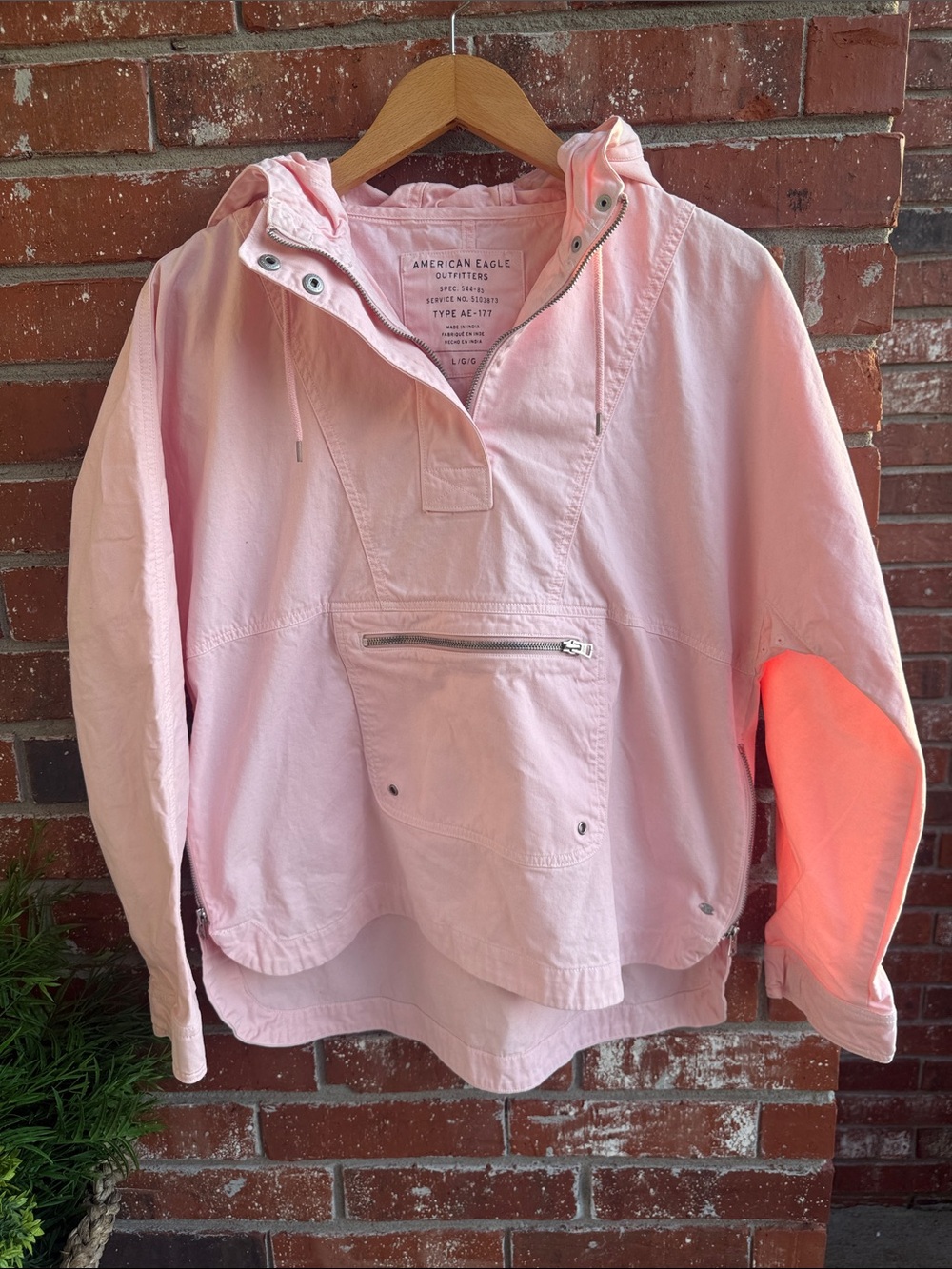 American Eagle Outfitters Light Pink Half Zip Pullover Jacket
